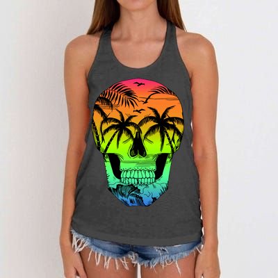 Beach Abstract Skull Women's Knotted Racerback Tank