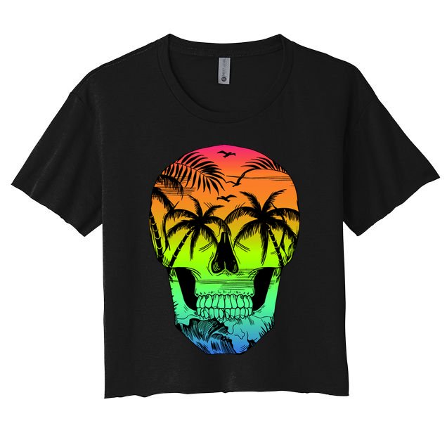 Beach Abstract Skull Crop Top