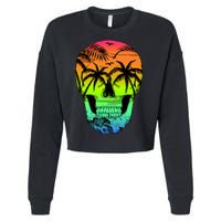 Beach Abstract Skull Cropped Pullover Crew