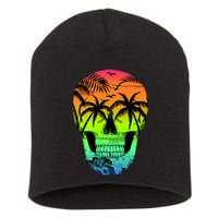 Beach Abstract Skull Short Acrylic Beanie