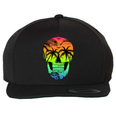 Beach Abstract Skull Wool Snapback Cap