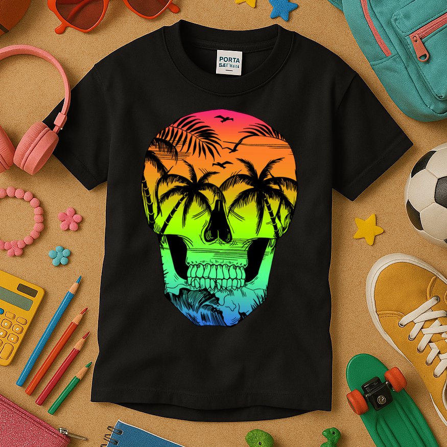 Beach Abstract Skull Kids T-Shirt