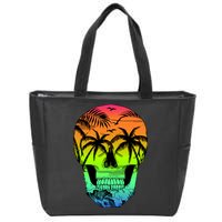Beach Abstract Skull Zip Tote Bag