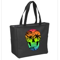 Beach Abstract Skull Zip Tote Bag