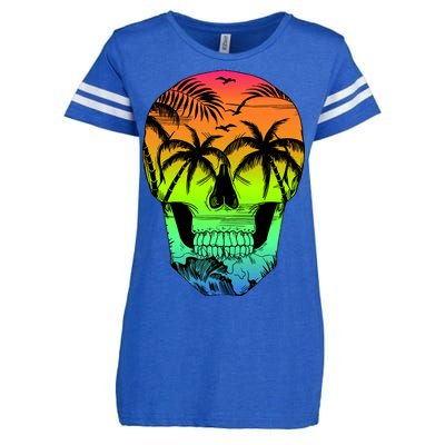 Beach Abstract Skull Enza Ladies Jersey Football T-Shirt