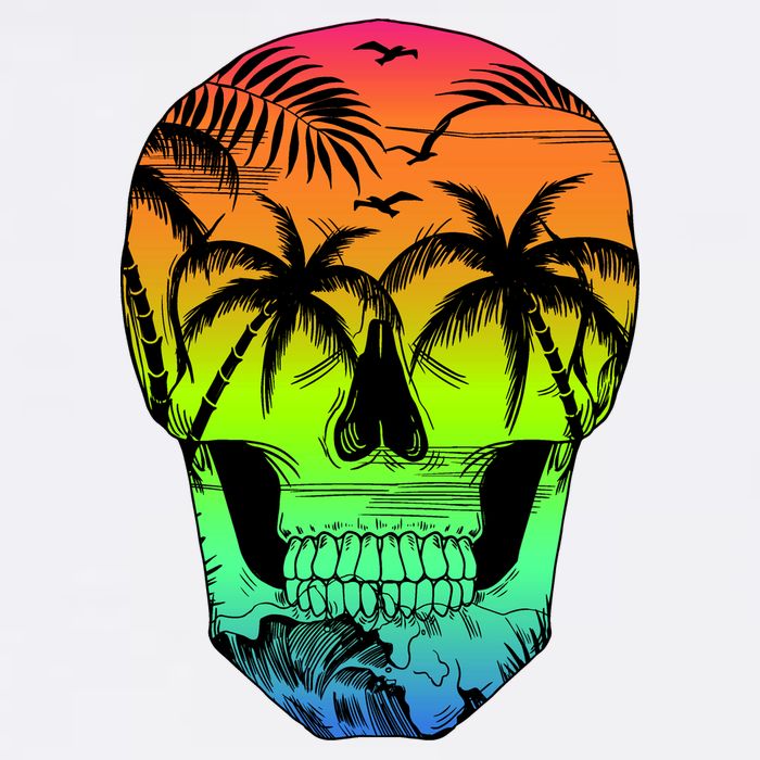 Beach Abstract Skull Garment-Dyed Sweatshirt