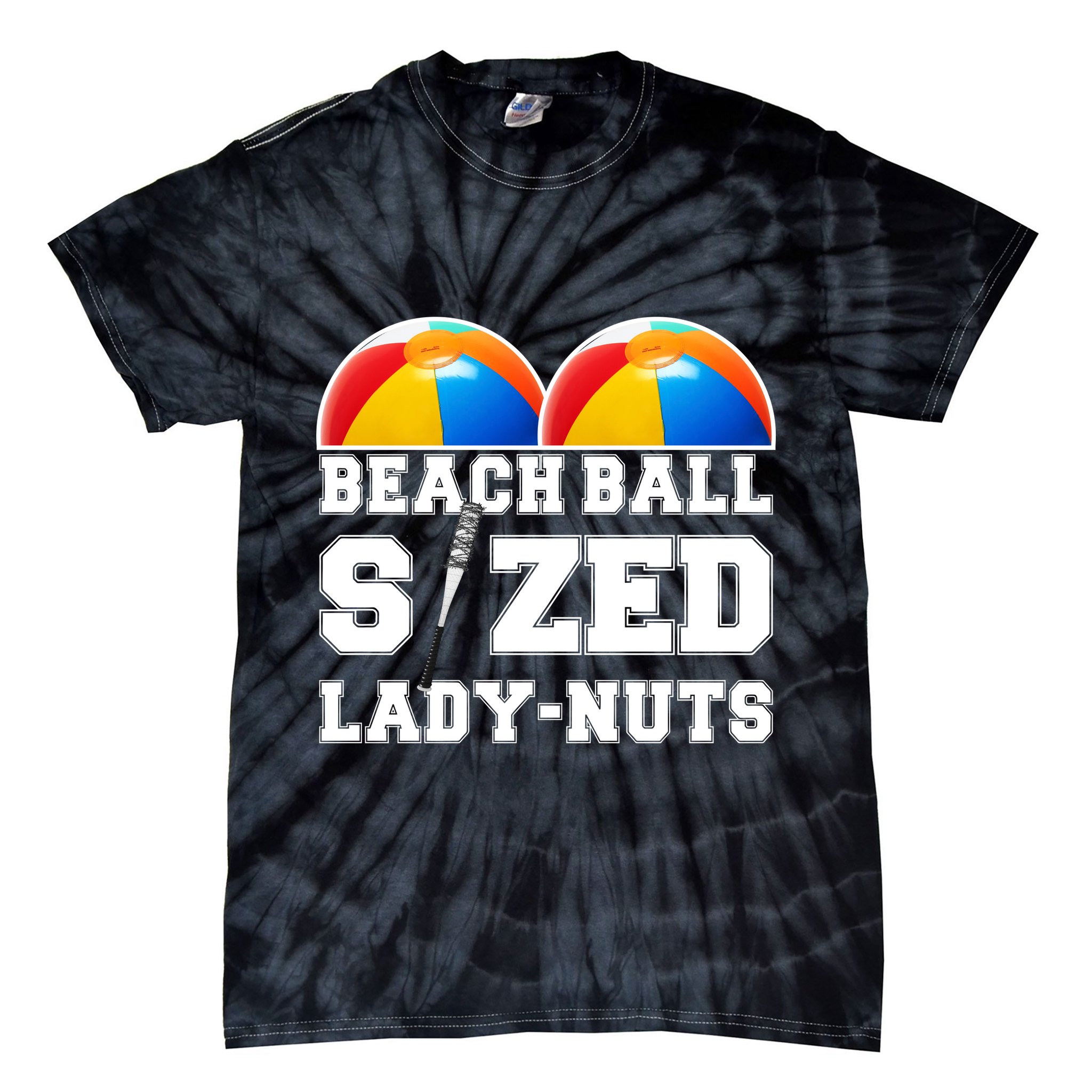 Beach Ball Sized Lady Nuts Lucille Baseball Bat Tie-Dye T-Shirt