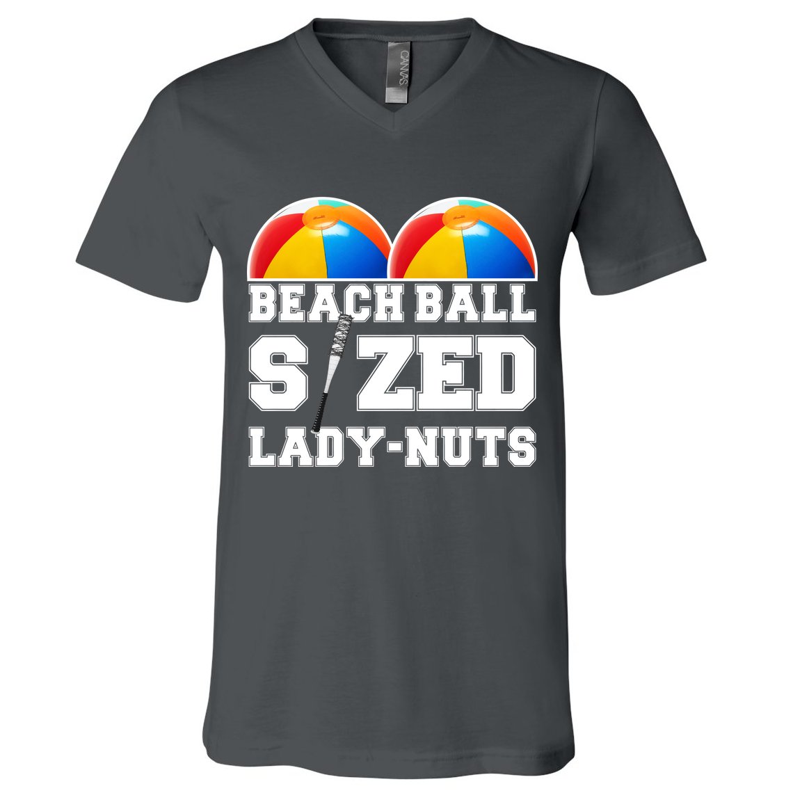 Beach Ball Sized Lady Nuts Lucille Baseball Bat V-Neck T-Shirt