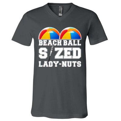 Beach Ball Sized Lady Nuts Lucille Baseball Bat V-Neck T-Shirt