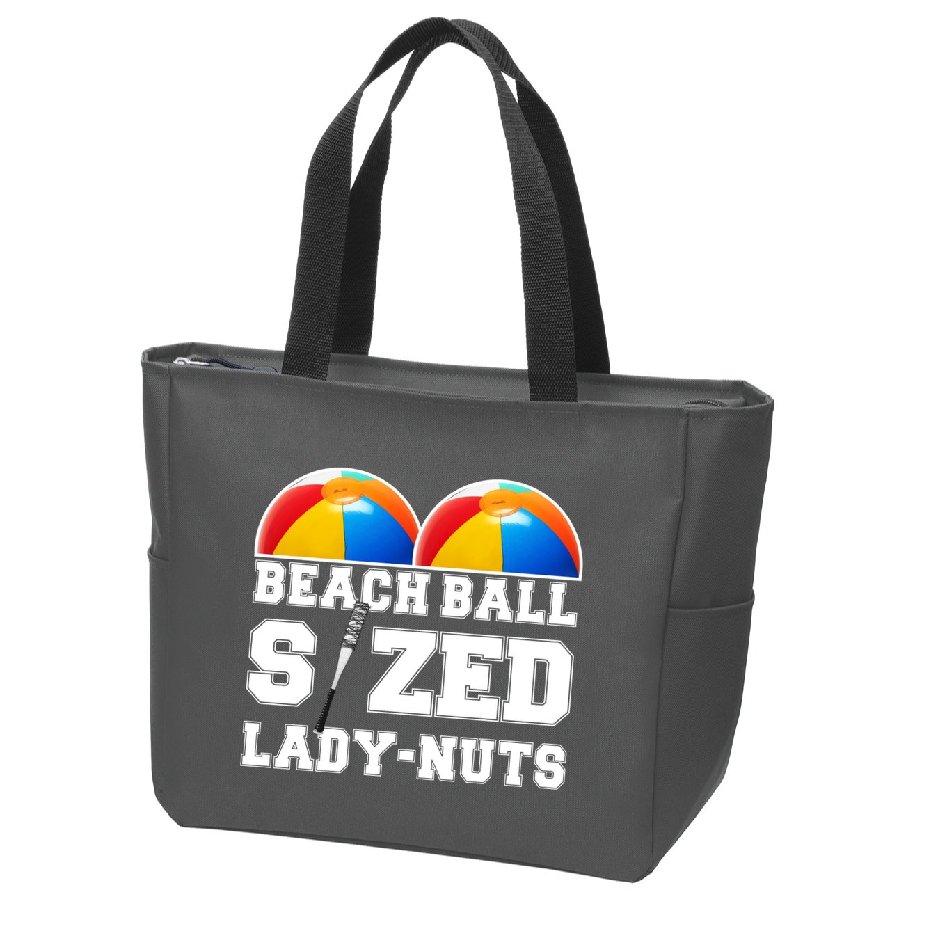 Beach Ball Sized Lady Nuts Lucille Baseball Bat Zip Tote Bag