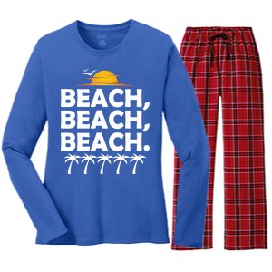 Beach Beach Beach Women's Long Sleeve Flannel Pajama Set 