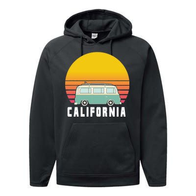 Beach Bum California Hippie Van Performance Fleece Hoodie