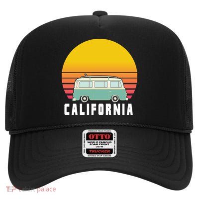 Beach Bum California Hippie Van High Crown Mesh Back Trucker Hat
