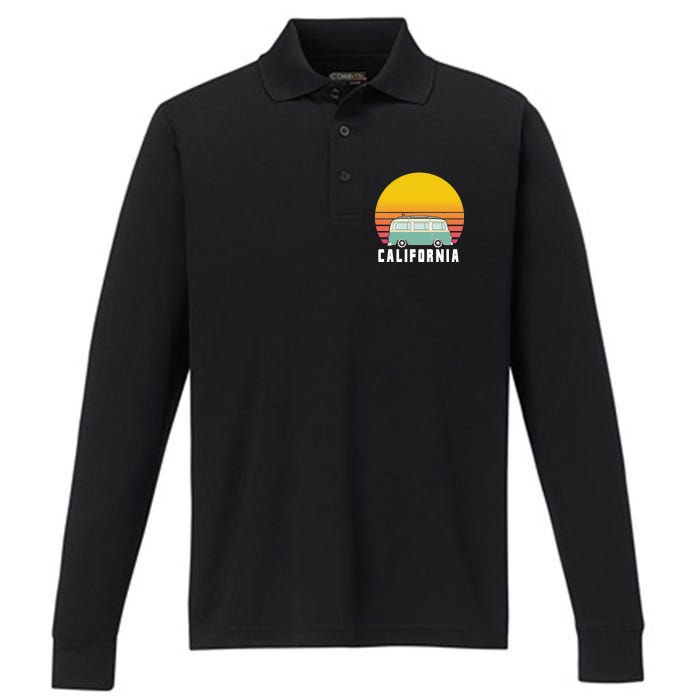 Beach Bum California Hippie Van Performance Long Sleeve Polo