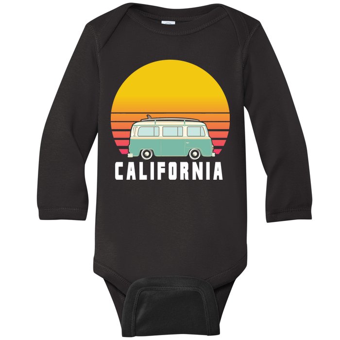 Beach Bum California Hippie Van Baby Long Sleeve Bodysuit