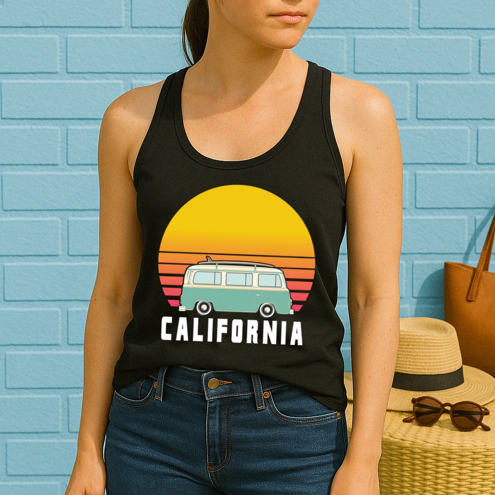 Beach Bum California Hippie Van Womens Tank Top