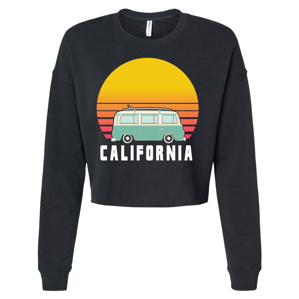 Beach Bum California Hippie Van Cropped Pullover Crew