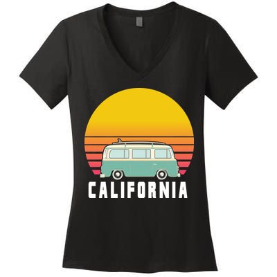 Beach Bum California Hippie Van Women's V-Neck T-Shirt