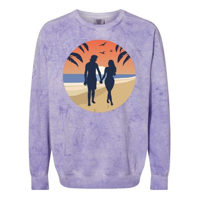 Beach Couple Colorblast Crewneck Sweatshirt