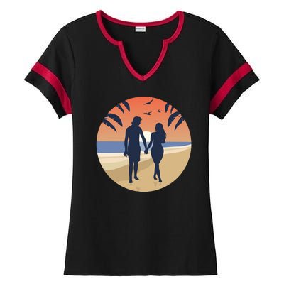 Beach Couple Ladies Halftime Notch Neck Tee