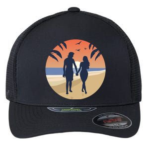 Beach Couple Flexfit Unipanel Trucker Cap