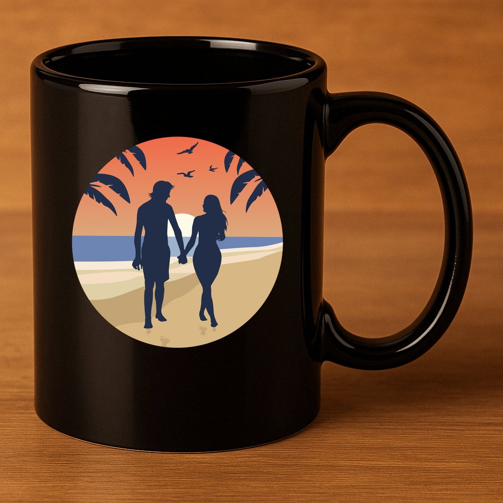 Beach Couple 11oz C Handle Ceramic Mug