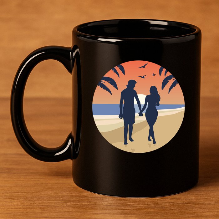 Beach Couple 11oz C Handle Ceramic Mug