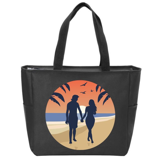 Beach Couple Zip Tote Bag