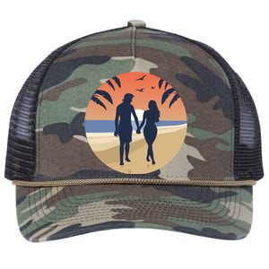 Beach Couple Retro Rope Trucker Hat Cap