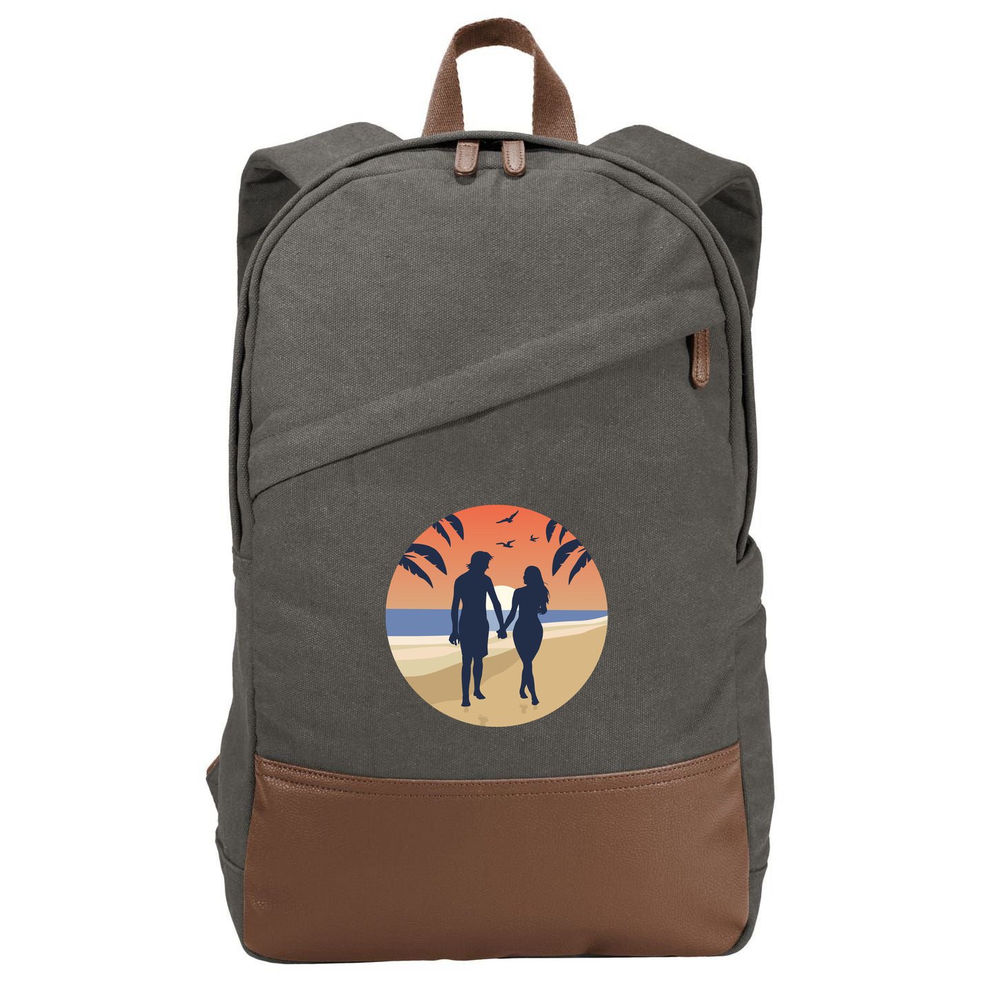 Beach Couple Cotton Canvas Backpack