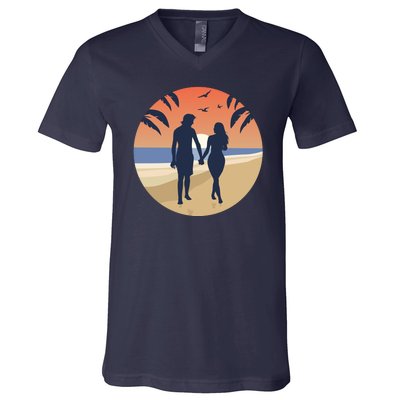 Beach Couple V-Neck T-Shirt