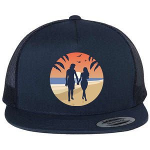 Beach Couple Flat Bill Trucker Hat