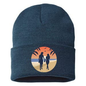 Beach Couple Sustainable Knit Beanie