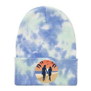 Beach Couple Tie Dye 12in Knit Beanie