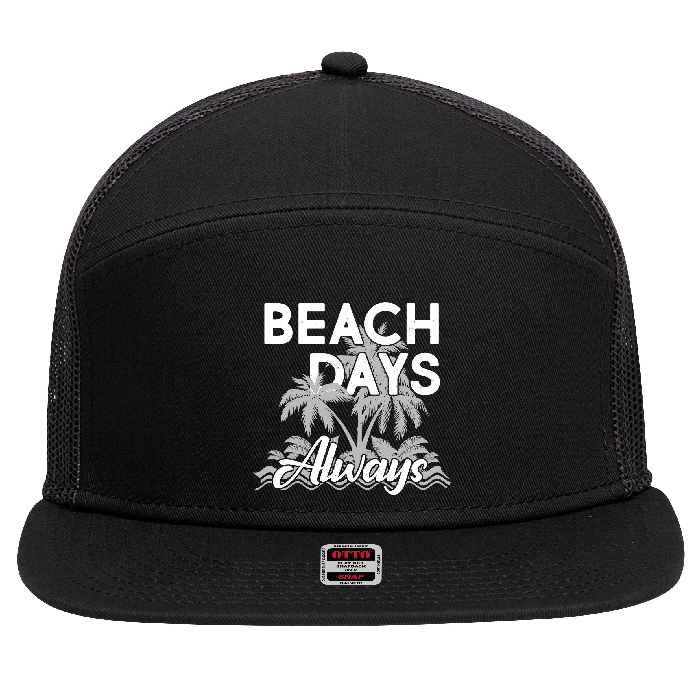Beach Days Always 7 Panel Mesh Trucker Snapback Hat