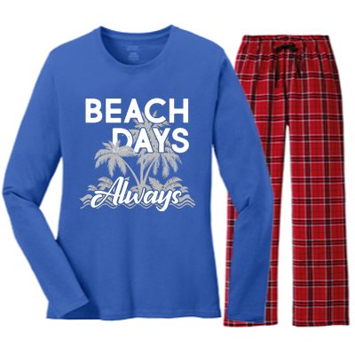 Beach Days Always Women's Long Sleeve Flannel Pajama Set 