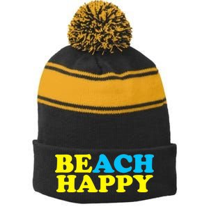 Beach Happy Stripe Pom Pom Beanie