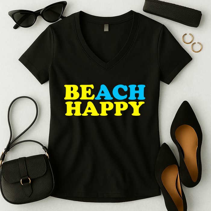 Beach Happy Women's V-Neck T-Shirt