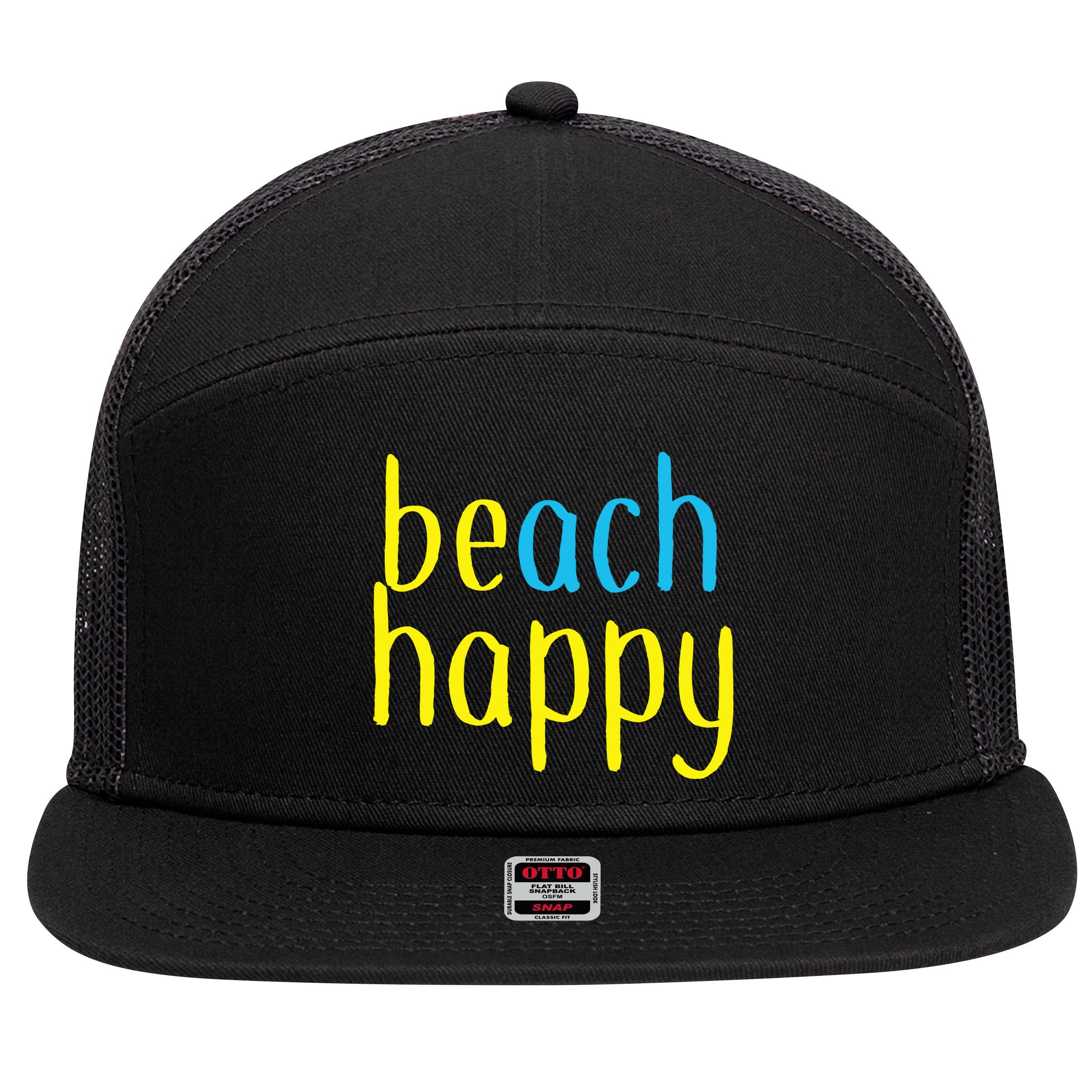 Beach Happy (Be Happy) 7 Panel Mesh Trucker Snapback Hat