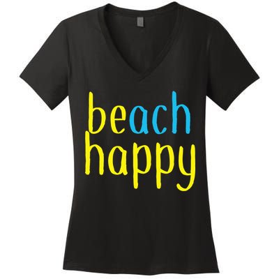 Beach Happy (Be Happy) Women's V-Neck T-Shirt