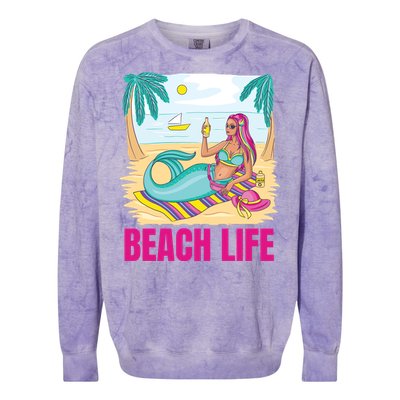 Beach Life Mermaid Colorblast Crewneck Sweatshirt