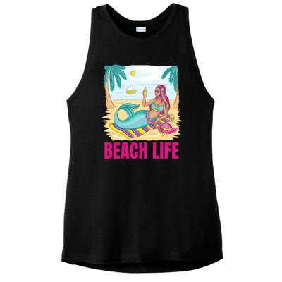 Beach Life Mermaid Ladies PosiCharge Tri-Blend Wicking Tank