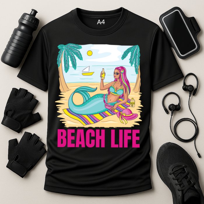 Beach Life Mermaid Cooling Performance Crew T-Shirt
