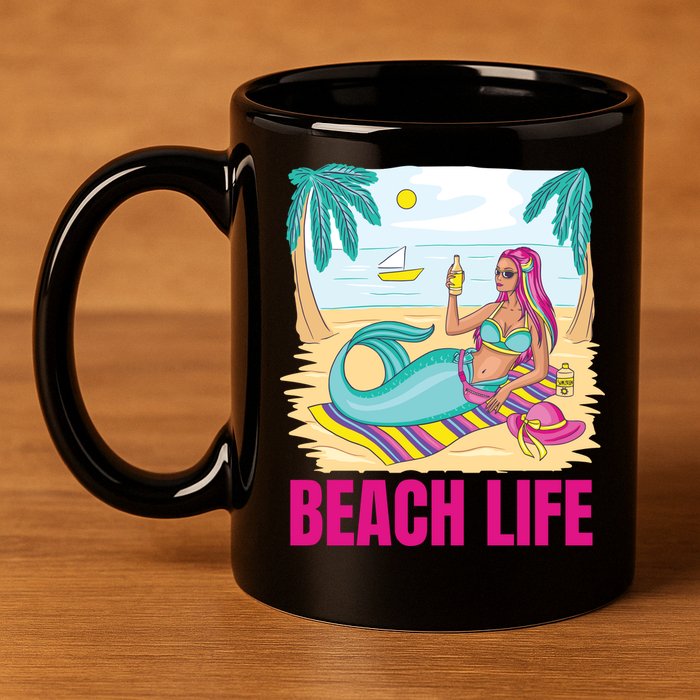 Beach Life Mermaid 11oz C Handle Ceramic Mug