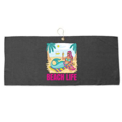 Beach Life Mermaid Large Microfiber Waffle Golf Towel