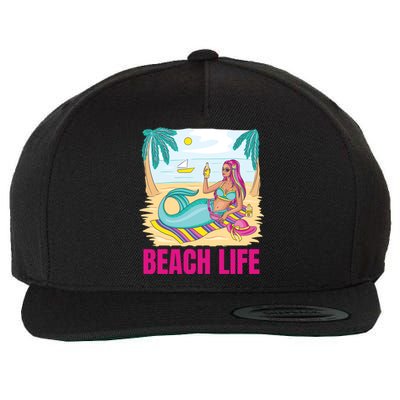 Beach Life Mermaid Wool Snapback Cap