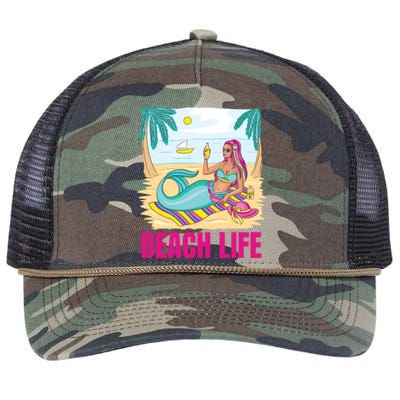 Beach Life Mermaid Retro Rope Trucker Hat Cap