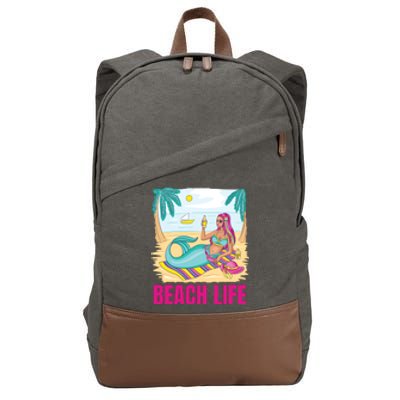 Beach Life Mermaid Cotton Canvas Backpack