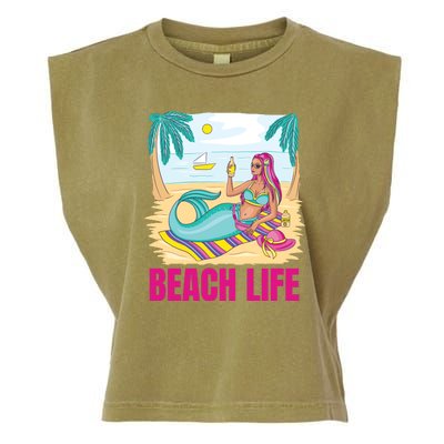 Beach Life Mermaid Garment-Dyed Women's Muscle Tee