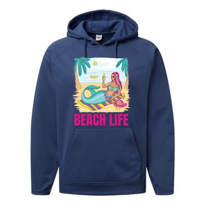 Beach Life Mermaid Performance Fleece Hoodie